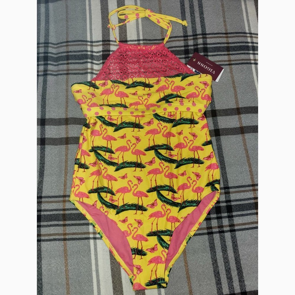 VIGOSS Girls Flamingo Besties 1Piece Bathing Suit - Picture 3 of 6